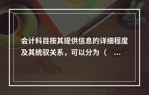 会计科目按其提供信息的详细程度及其统驭关系，可以分为（　　）