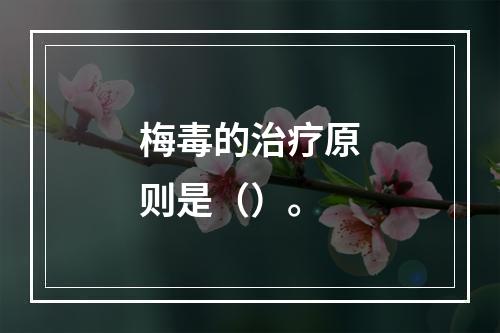 梅毒的治疗原则是（）。