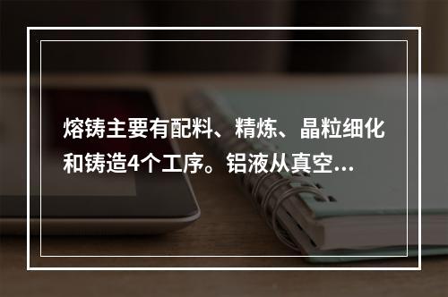 熔铸主要有配料、精炼、晶粒细化和铸造4个工序。铝液从真空抬包