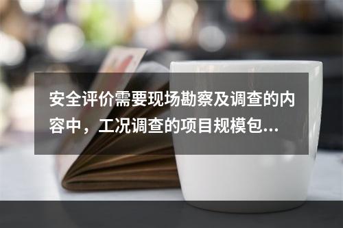 安全评价需要现场勘察及调查的内容中，工况调查的项目规模包括（