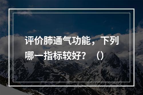 评价肺通气功能，下列哪一指标较好？（）