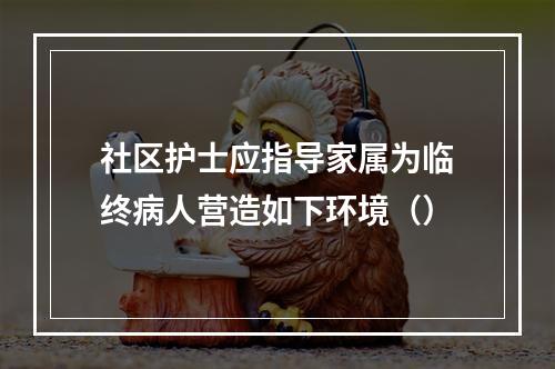 社区护士应指导家属为临终病人营造如下环境（）