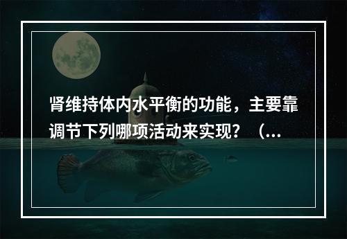 肾维持体内水平衡的功能，主要靠调节下列哪项活动来实现？（）