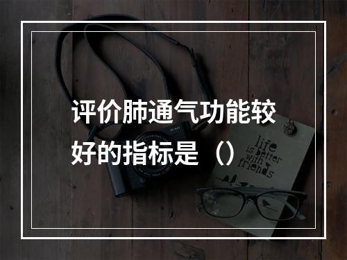 评价肺通气功能较好的指标是（）