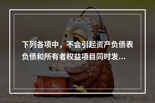 下列各项中，不会引起资产负债表负债和所有者权益项目同时发生变