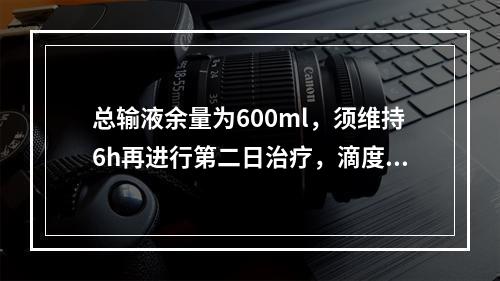 总输液余量为600ml，须维持6h再进行第二日治疗，滴度系数