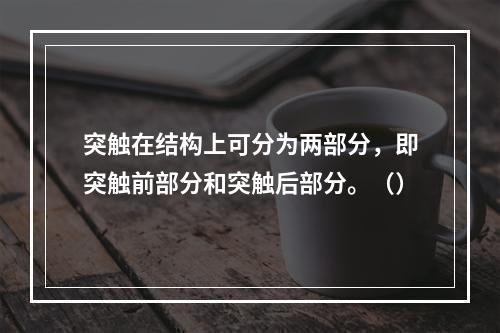 突触在结构上可分为两部分，即突触前部分和突触后部分。（）