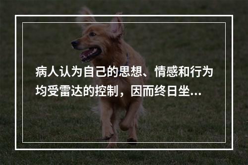 病人认为自己的思想、情感和行为均受雷达的控制，因而终日坐卧不