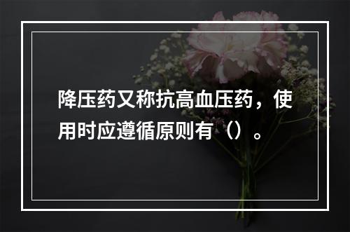 降压药又称抗高血压药，使用时应遵循原则有（）。