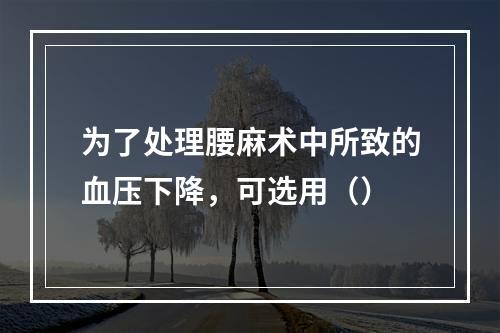 为了处理腰麻术中所致的血压下降，可选用（）