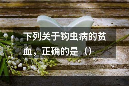 下列关于钩虫病的贫血，正确的是（）