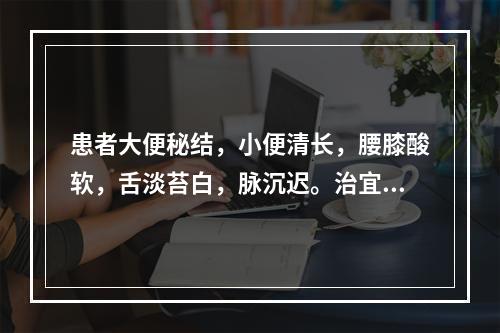 患者大便秘结，小便清长，腰膝酸软，舌淡苔白，脉沉迟。治宜选