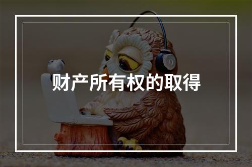 财产所有权的取得