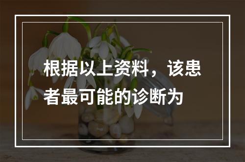 根据以上资料，该患者最可能的诊断为