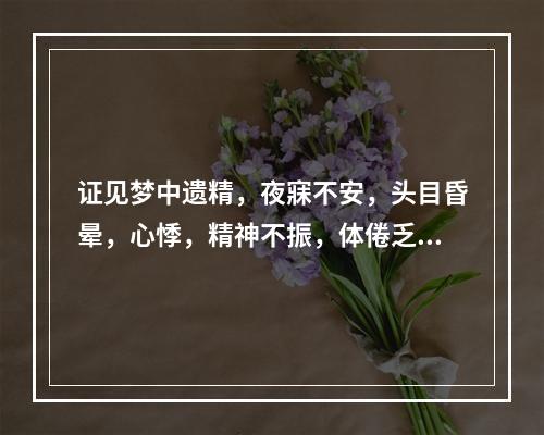 证见梦中遗精，夜寐不安，头目昏晕，心悸，精神不振，体倦乏力