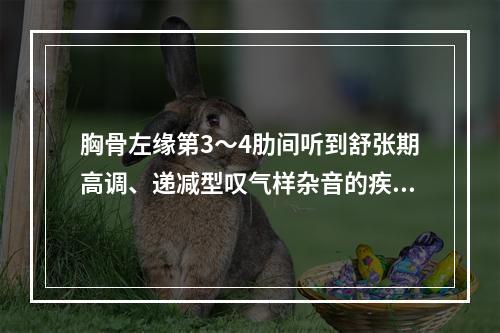 胸骨左缘第3～4肋间听到舒张期高调、递减型叹气样杂音的疾病是