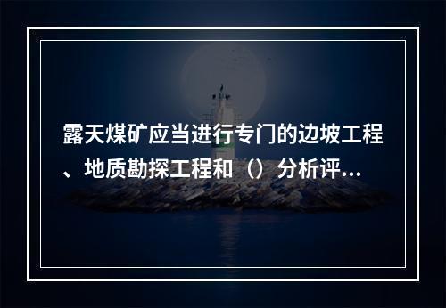 露天煤矿应当进行专门的边坡工程、地质勘探工程和（）分析评价。