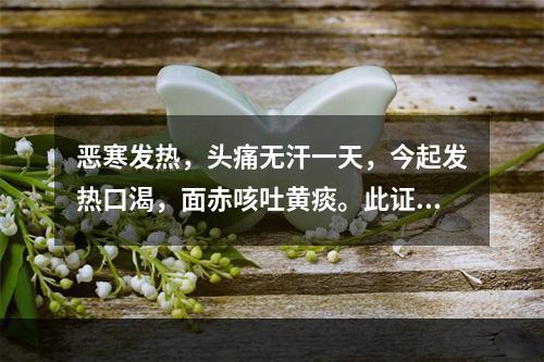 恶寒发热，头痛无汗一天，今起发热口渴，面赤咳吐黄痰。此证为（