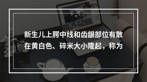 新生儿上腭中线和齿龈部位有散在黄白色、碎米大小隆起，称为