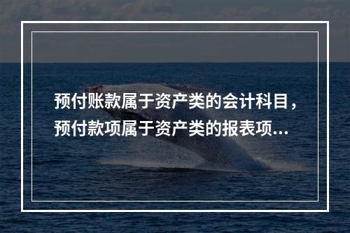 预付账款属于资产类的会计科目，预付款项属于资产类的报表项目。