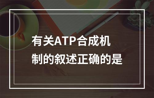 有关ATP合成机制的叙述正确的是