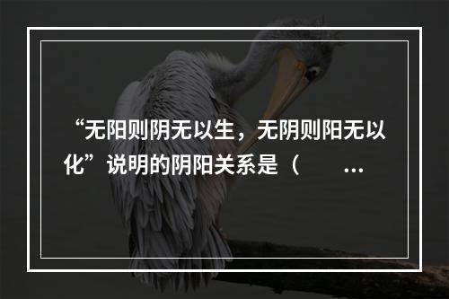 “无阳则阴无以生，无阴则阳无以化”说明的阴阳关系是（　　）