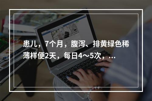 患儿，7个月，腹泻、排黄绿色稀薄样便2天，每日4～5次，精神