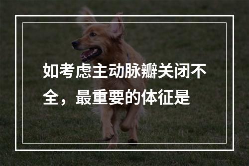 如考虑主动脉瓣关闭不全，最重要的体征是