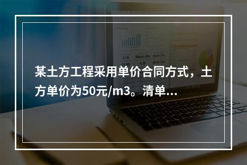 某土方工程采用单价合同方式，土方单价为50元/m3。清单工程