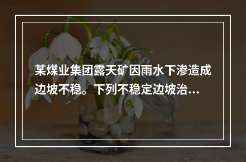 某煤业集团露天矿因雨水下渗造成边坡不稳。下列不稳定边坡治理技