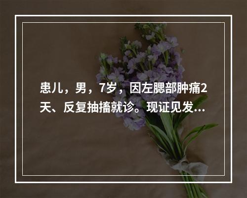 患儿，男，7岁，因左腮部肿痛2天、反复抽搐就诊。现证见发热，