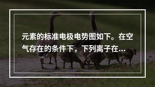 元素的标准电极电势图如下。在空气存在的条件下，下列离子在水