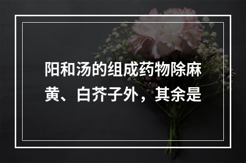 阳和汤的组成药物除麻黄、白芥子外，其余是