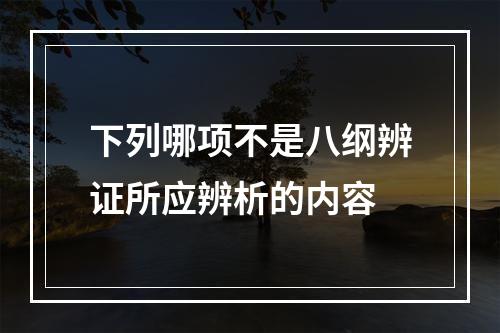 下列哪项不是八纲辨证所应辨析的内容