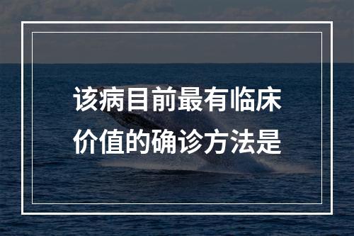 该病目前最有临床价值的确诊方法是