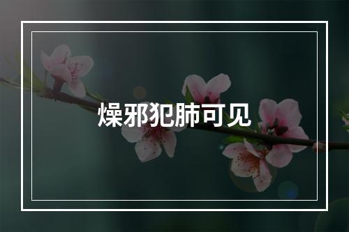 燥邪犯肺可见