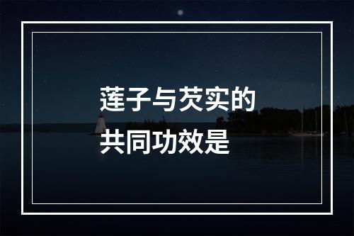 莲子与芡实的共同功效是