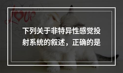 下列关于非特异性感觉投射系统的叙述，正确的是