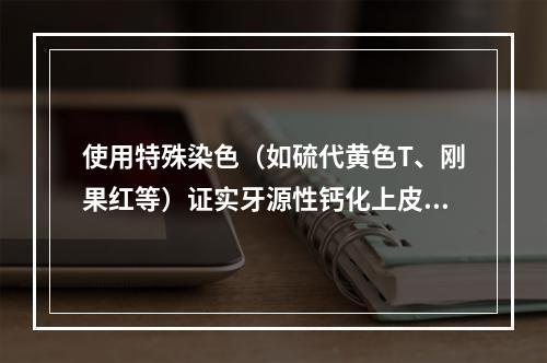 使用特殊染色（如硫代黄色T、刚果红等）证实牙源性钙化上皮瘤中