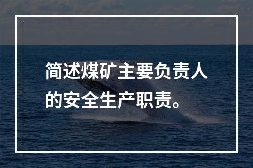 简述煤矿主要负责人的安全生产职责。