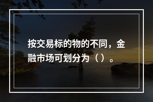 按交易标的物的不同，金融市场可划分为（ ）。