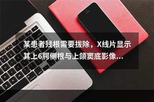 某患者残根需要拔除，X线片显示其上6腭侧根与上颌窦底影像重叠