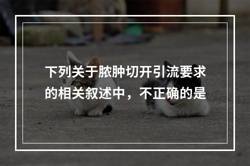 下列关于脓肿切开引流要求的相关叙述中，不正确的是