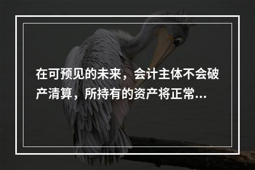 在可预见的未来，会计主体不会破产清算，所持有的资产将正常营运