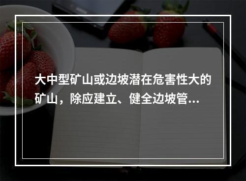 大中型矿山或边坡潜在危害性大的矿山，除应建立、健全边坡管理和