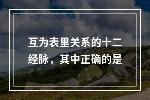 互为表里关系的十二经脉，其中正确的是