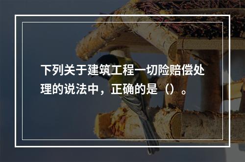 下列关于建筑工程一切险赔偿处理的说法中，正确的是（）。