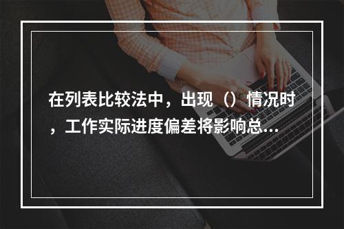 在列表比较法中，出现（）情况时，工作实际进度偏差将影响总工期