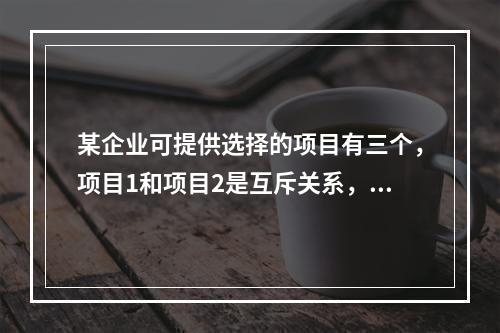 某企业可提供选择的项目有三个，项目1和项目2是互斥关系，项目