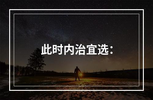 此时内治宜选：